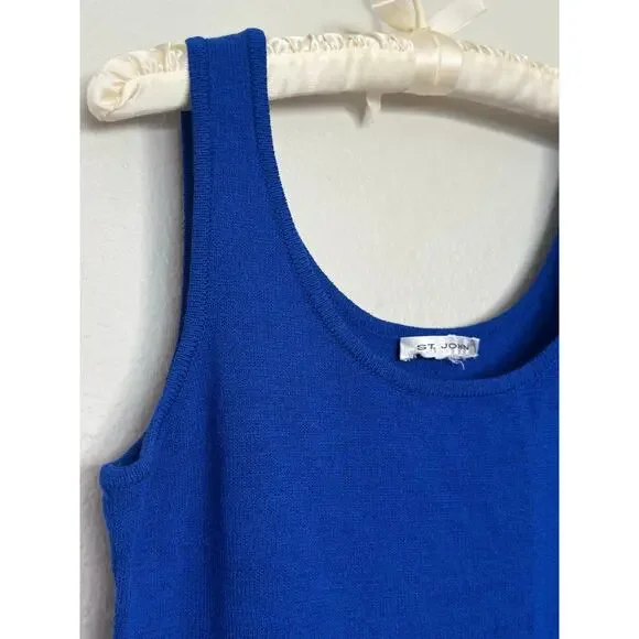 St. John M/L Royal Blue Sleeveless Knit Sweater Shell Tank Top Scoop Neck - Picture 3 of 12